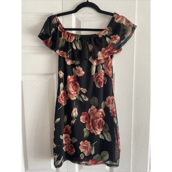 Stella Luce Women's XL Off Shoulder Dress Whimsigoth Dark‎ Floral - Picture 1 of 7